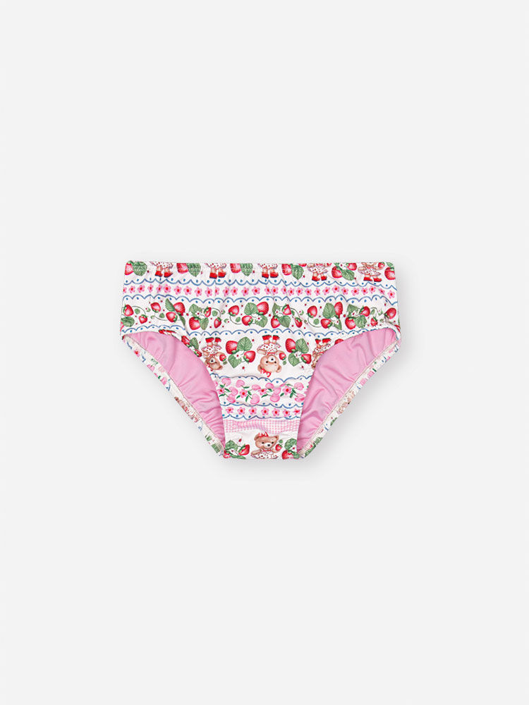 Biquíni Infantil em Malha UV com Estampa de Ursinha e Morangos – Moda Praia Menina Rosa Iogurte ROSA IOGURTE
