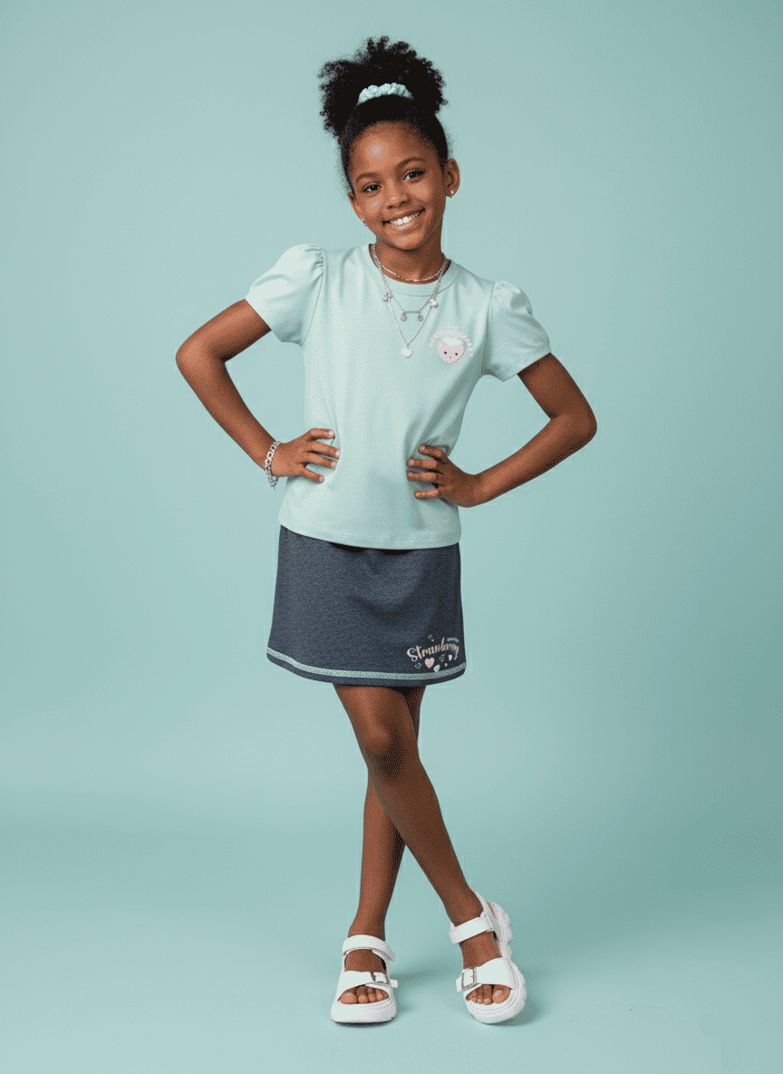 Conjunto Infantil Menina Morango Menta Abrange