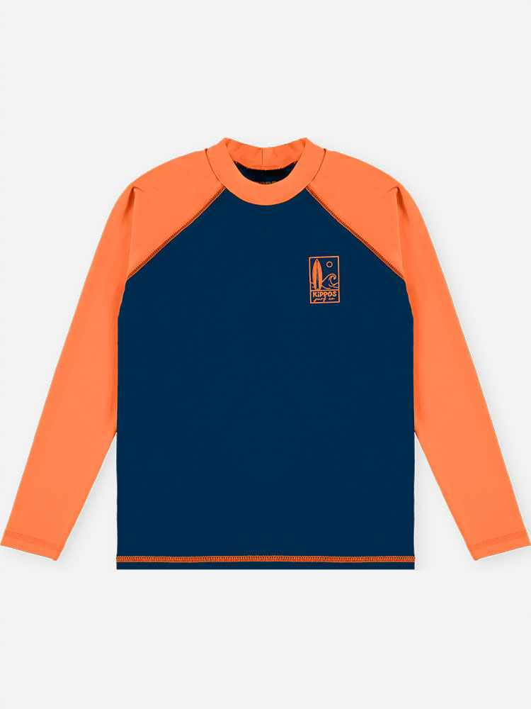Conjunto Menino em Malha UV Camiseta Raglan e Sunga Marinho