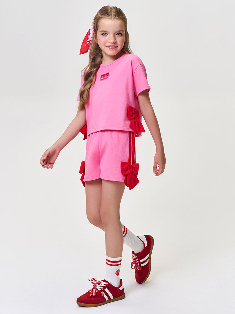 Conjunto Infantil Menina Blusa Boxy e Short com Laços