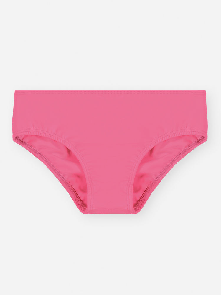 Biquíni Infantil Menina Liso com Babados em Malha UV Rosa Neon