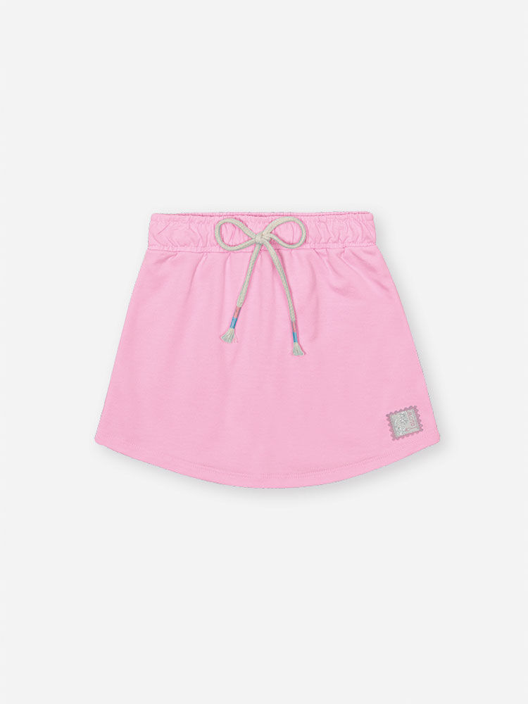 Conjunto Infantil com Blusa 100% Algodão e Shorts Saia em Moletinho – Look Menina Verão com Strass NATURAL/RS IOGURTE