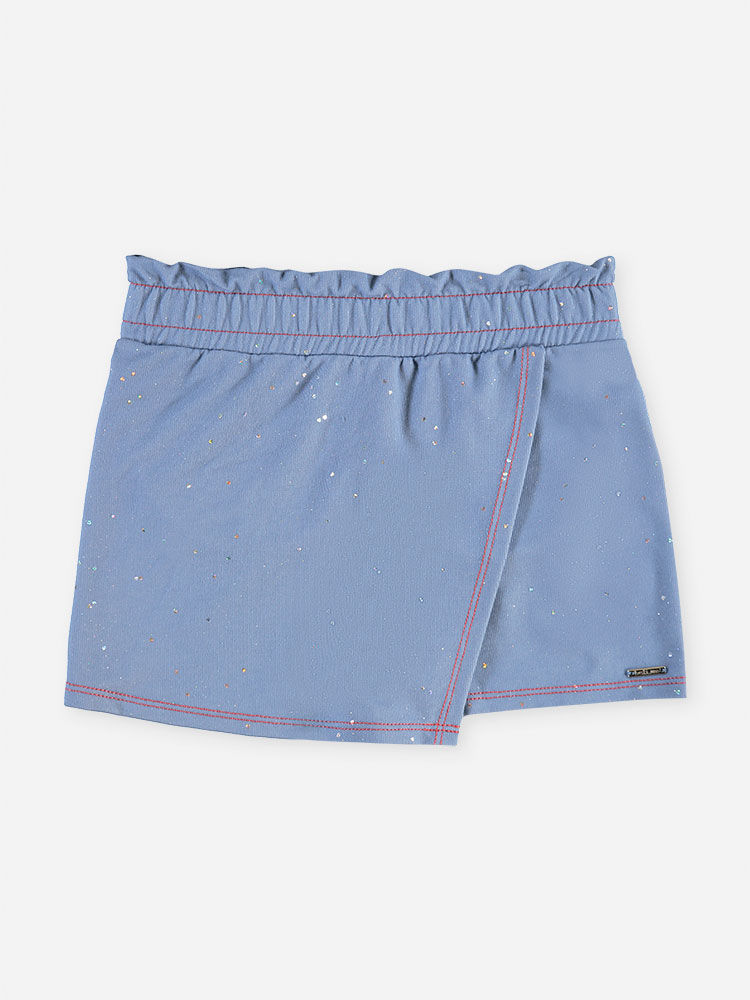 Short-Saia Infantil Menina Jeans com Glitter