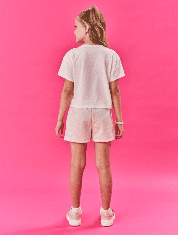 Conjunto Infantil Menina Blusa Boxy E Short  Borboletas E Pompom Natural Cinti