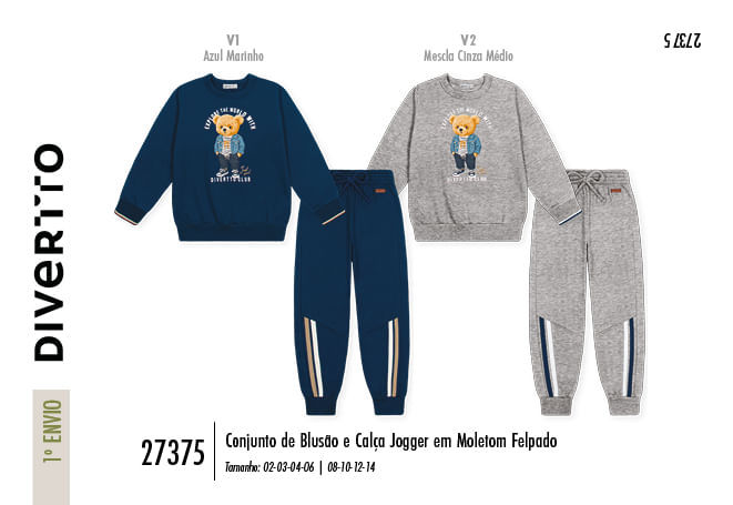 Conjunto Infantil Moletom com Estampa Ursinho – Look de Inverno Quentinho e Confortável