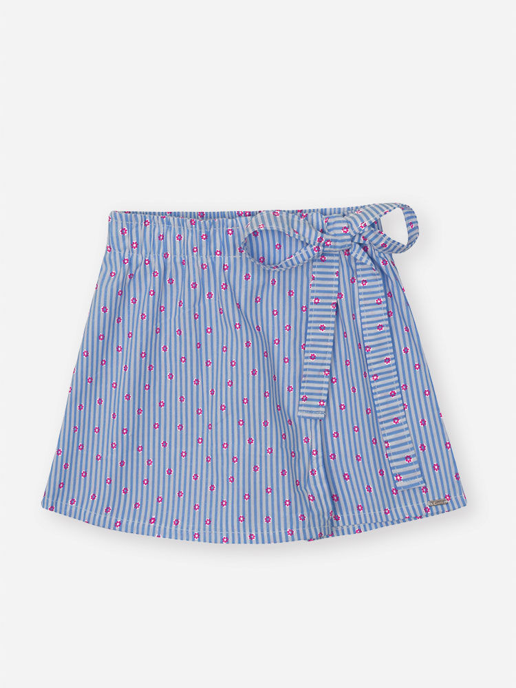 Conjunto Infantil Cropped e Shorts-Saia Florzinhas Provence