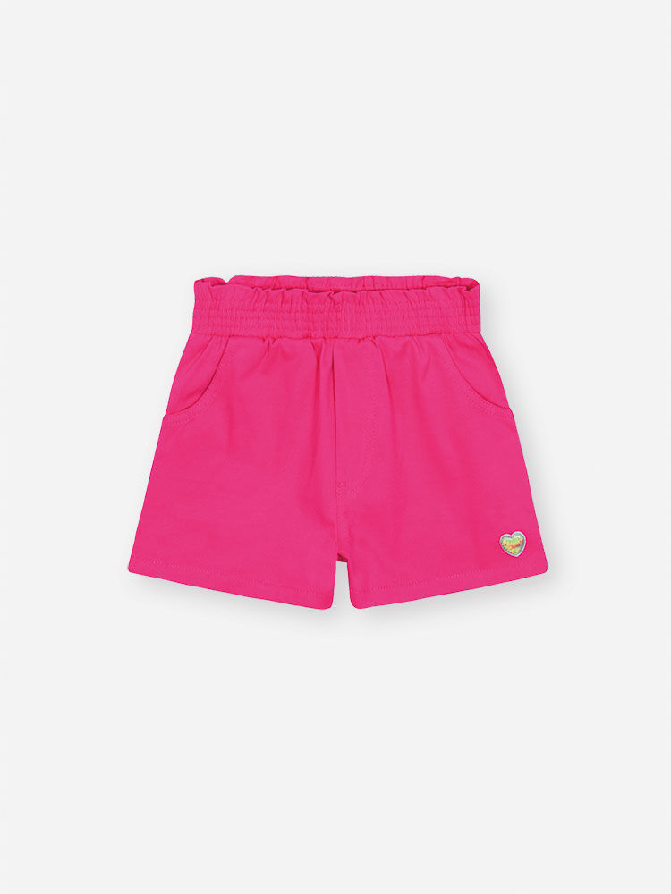 Shorts Infantil em Sarja com Elastano e Cós Confortável ROSA CRUSH