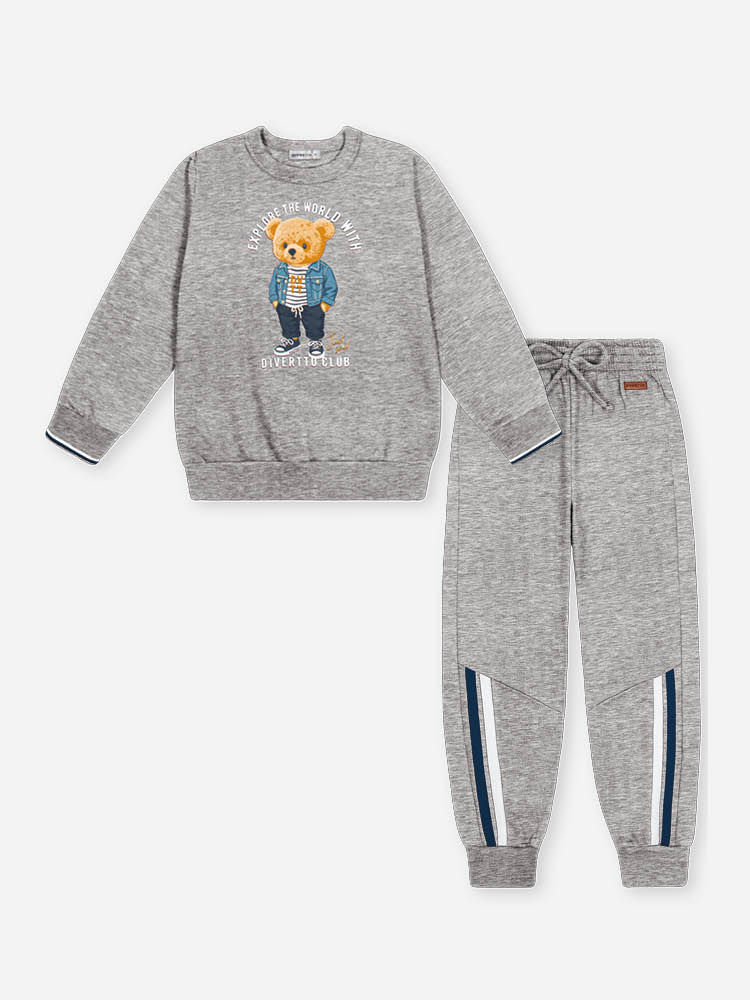 Conjunto Infantil Moletom com Estampa Ursinho – Look de Inverno Quentinho e Confortável