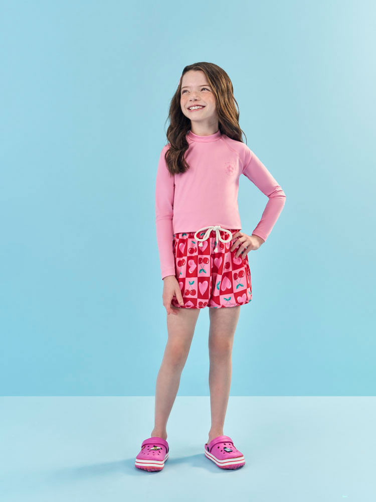 Shorts Menina Cereja Rosa