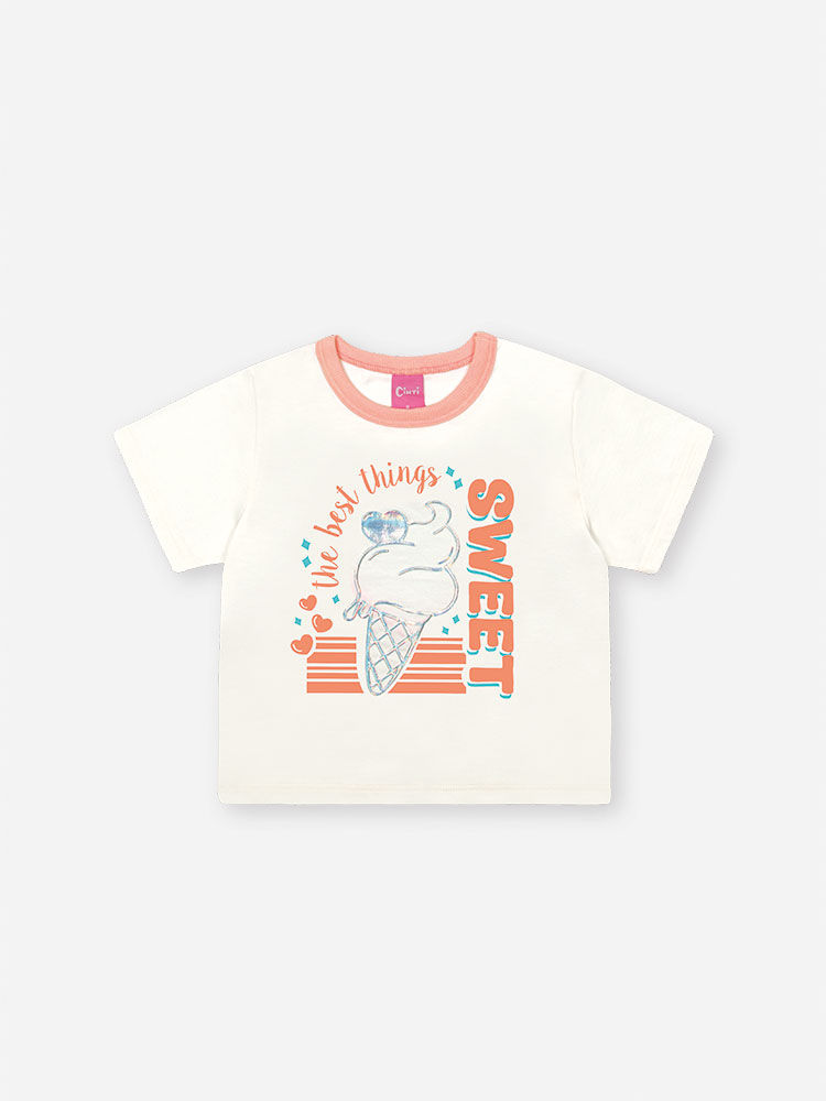Conjunto Infantil Neon Love com Blusa Boxy e Shorts Saia em Moletom P.A – Look Menina Verão com Rele NATURAL/LARANJA NEON