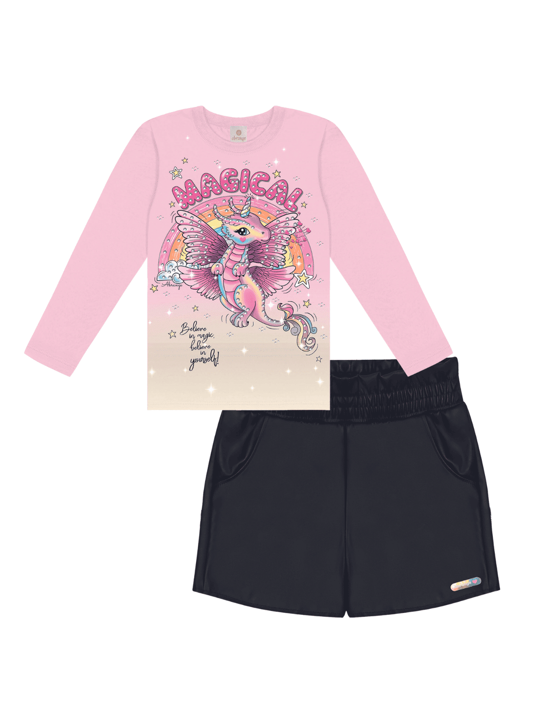 CONJ BLUSA E SHORTS RS IOGURTE/PRETO