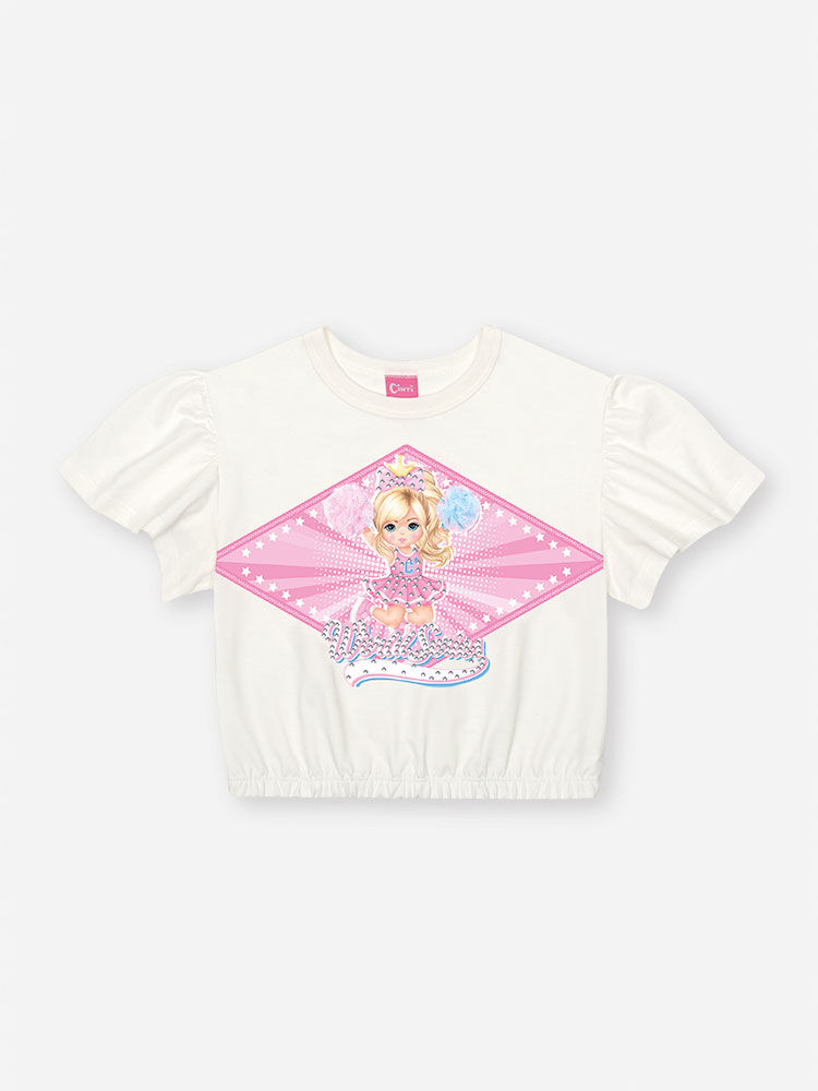 Conjunto Infantil Cheerleader com Shorts em Moletinho Waffle – Conjunto Menina Cinti NATURAL/RS CONFETE