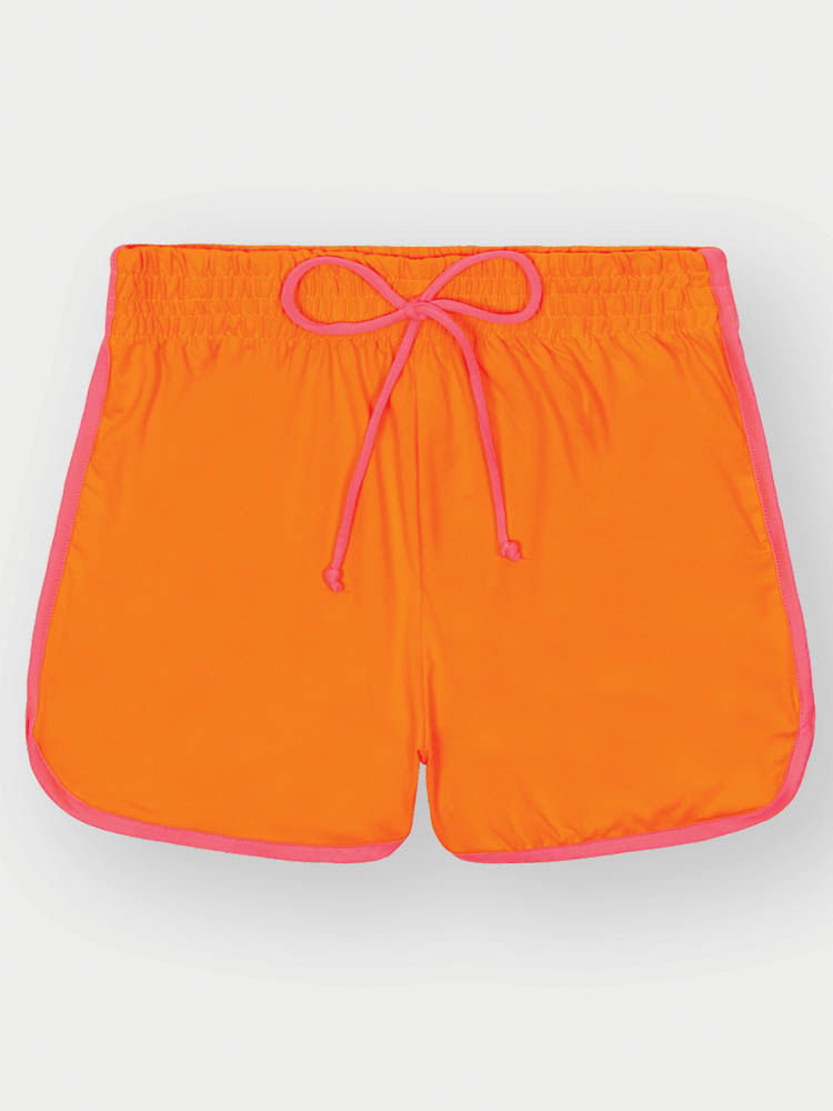 Shorts Menina com Proteção UV Laranja Neon Mundo Cinti