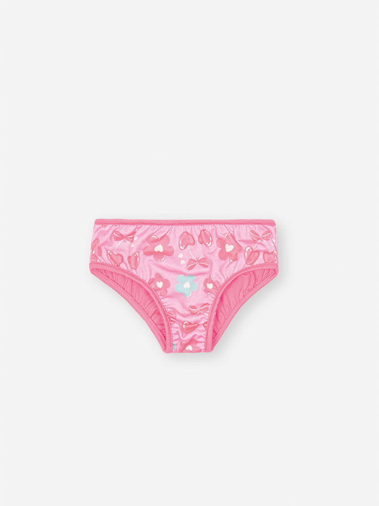 Biquíni Infantil em Malha UV com Estampa Floral Rosa Neon – Moda Praia Floral Menina Verão ROSA NEON FORTE