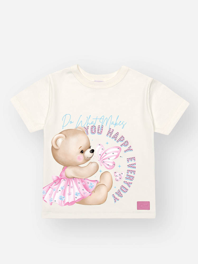 Conjunto Bebê Menina Ursinha Bailarina com Short-Saia – Look Delicado em Algodão Cinti Baby NATURAL/RS IOGURTE