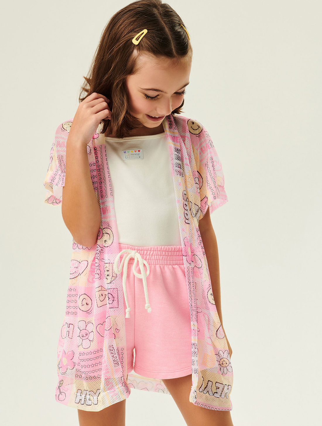 CONJ BLUSA ,SHORTS E KIMONO NAT/LL LIBERT/LL LIB