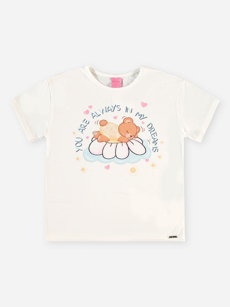 Conjunto Infantil Menina Blusa Ursinha e Ciclista Rosa