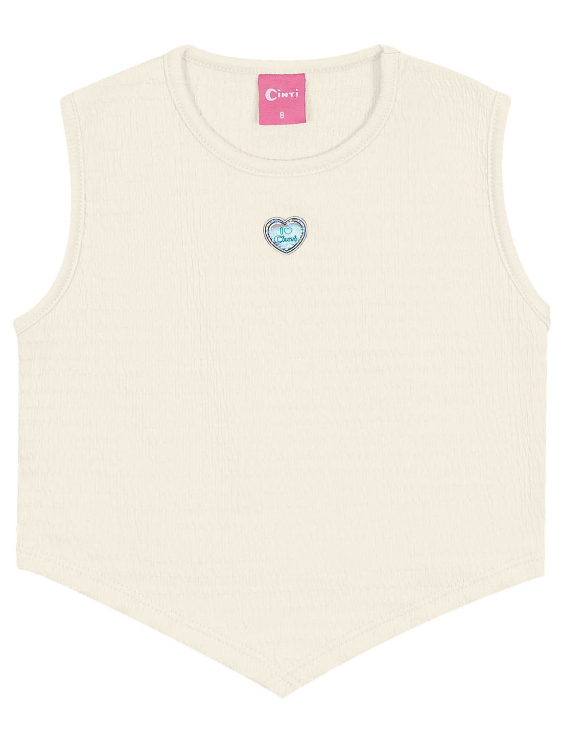 Blusa Cropped Infantil Menina Coração Natural Cinti Blusa Cropped Infantil Menina Coração Natural Cinti