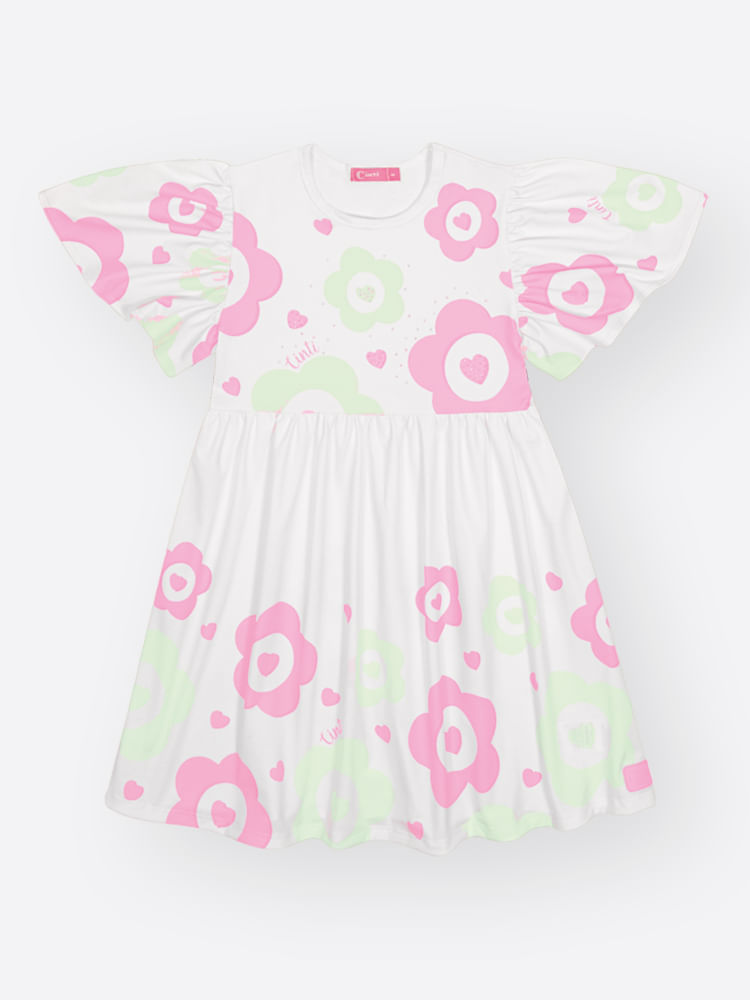 Vestido Infantil Menina com Saia Fluida e Estampa de Flores – Vestido Mundo Cinti