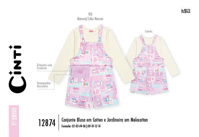 Conjunto Menina Coelha Patchwork Mundo Cinti
