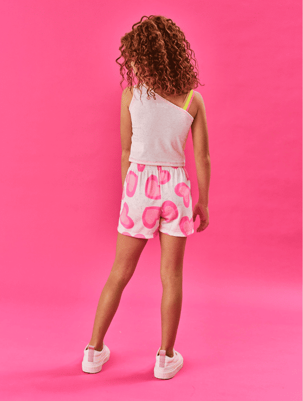 CONJ BLUSA E SHORTS OFF WHITE/ROSA NEON