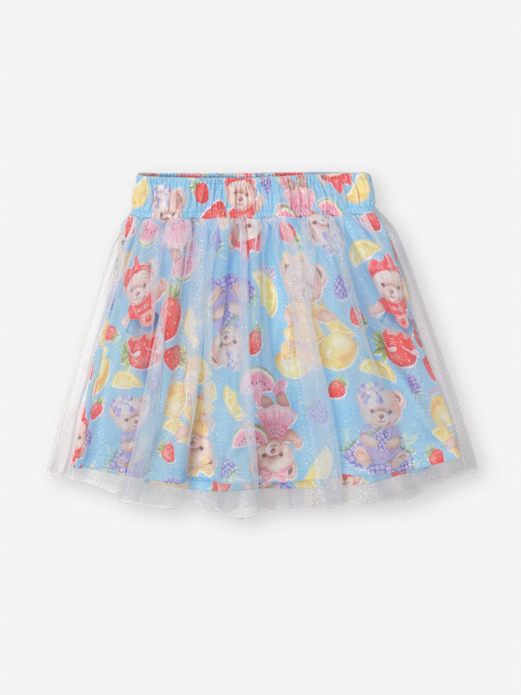 Conjunto Infantil Alcinha e Saia Tule Frutinhas Porcelana