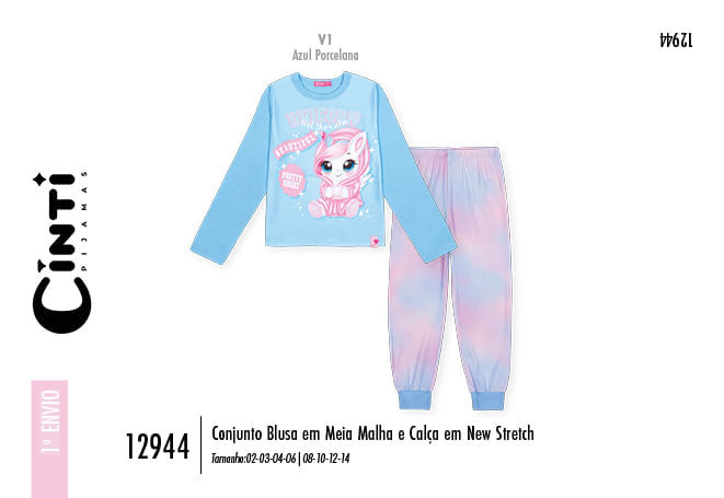 Pijama Infantil Menina Unicórnio Brilhinho Mundo Cinti
