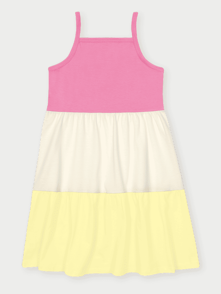 Vestido de Alça Infantil Color Block 3 Marias Rosa Abrange