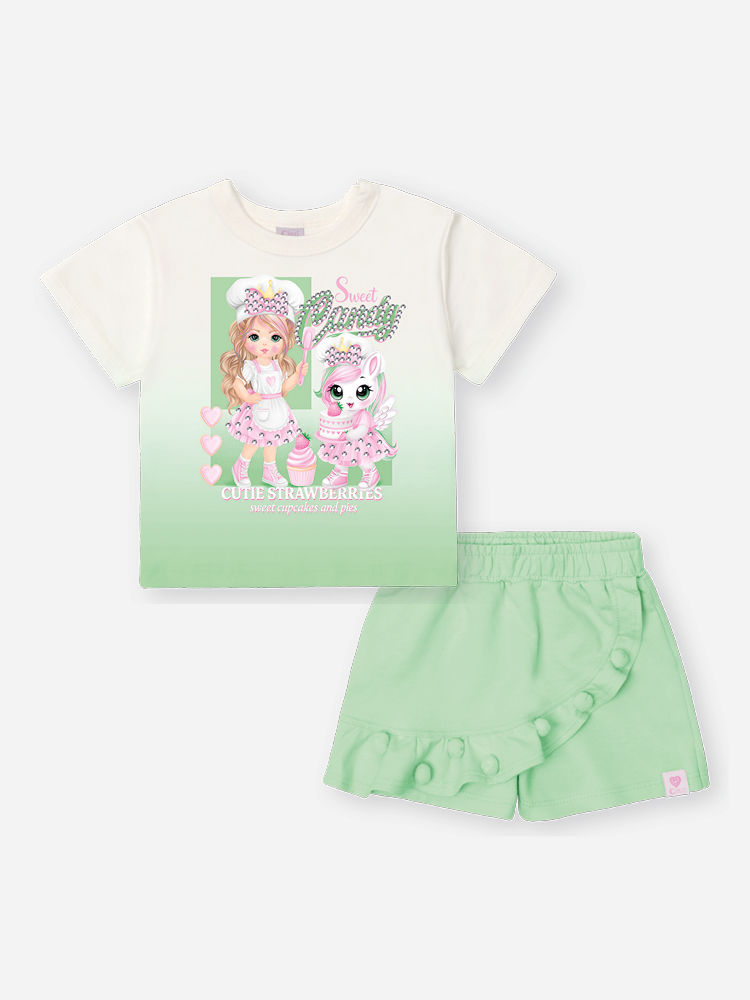 Conjunto Bebê Menina Blusa Sweet Candy e Short-Saia Cidra