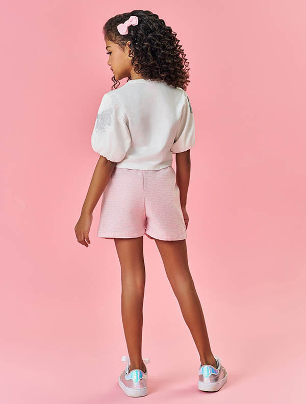 CONJ BLUSA E SHORTS NATURAL/AZ JEANS MED