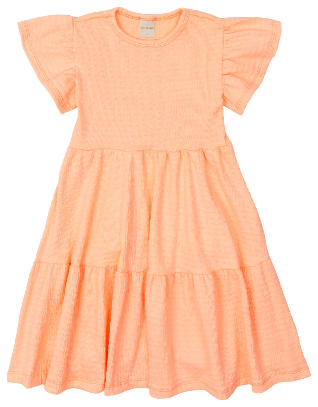 Vestido Infantil em Camadas Manga Curta Laranja Vestido Infantil em Camadas Manga Curta Laranja