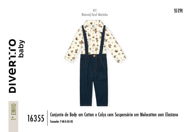 Conjunto com Suspensório Bebê Menino Rodeio Divertto