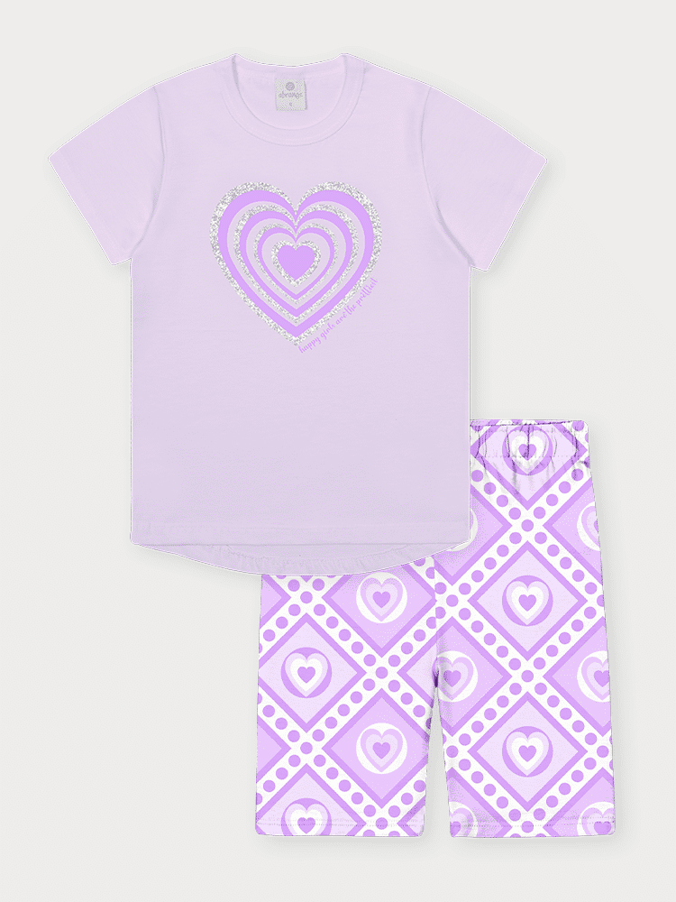 Conjunto Infantil Menina Coração Lilás Abrange