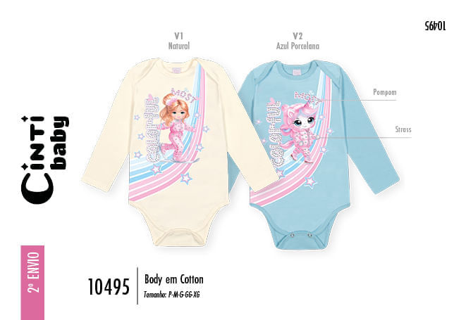 Body Bebê Menina Most Colorful Mundo Cinti