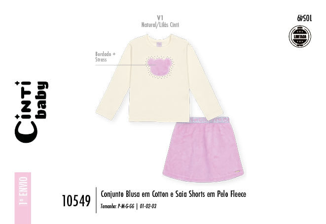 Conjunto Pelo Bebê Menina Bordado Ursinha Mundo Cinti