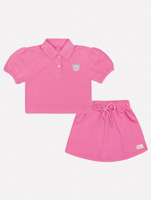 CONJ CAMISA POLO E SHORTS/SAIA ROSA CINTI/ROSA CINT