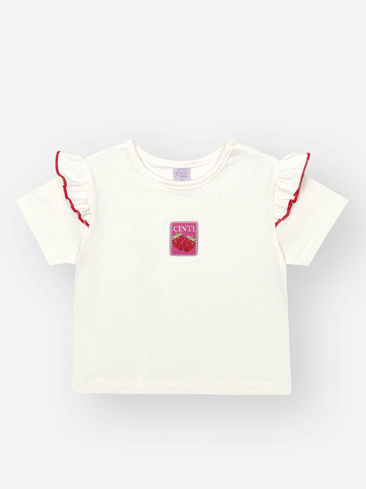 Conjunto Bebê Menina com Shorts Saia Vermelho – Blusa em Cotton e Shorts Saia em Moletinho Waffle Ci NATURAL/VM MARTE