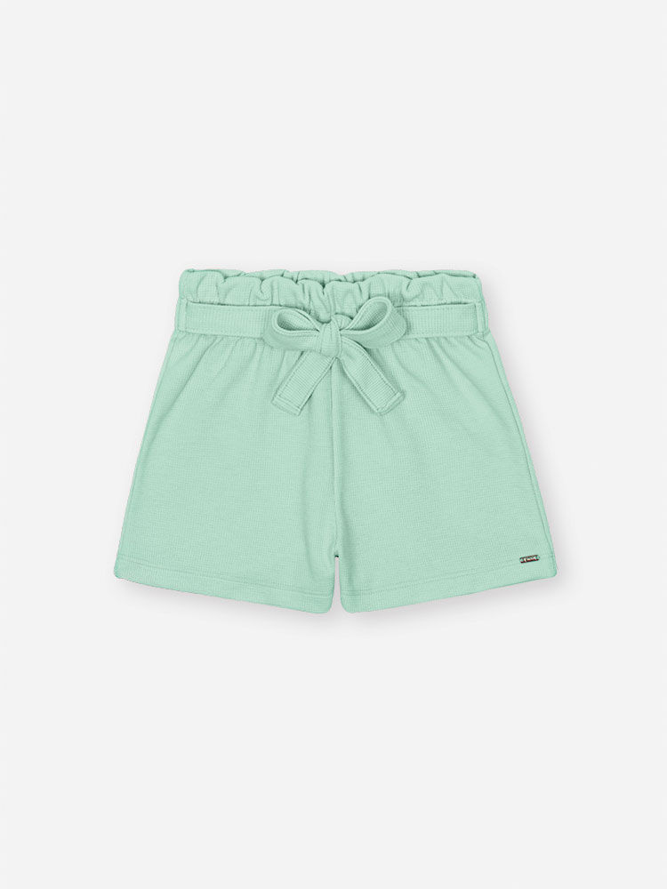 Conjunto Infantil Neon Love com Regata Cropped em Cotton e Shorts em Moletinho Waffle – Look Menina NATURAL/VD BRISA