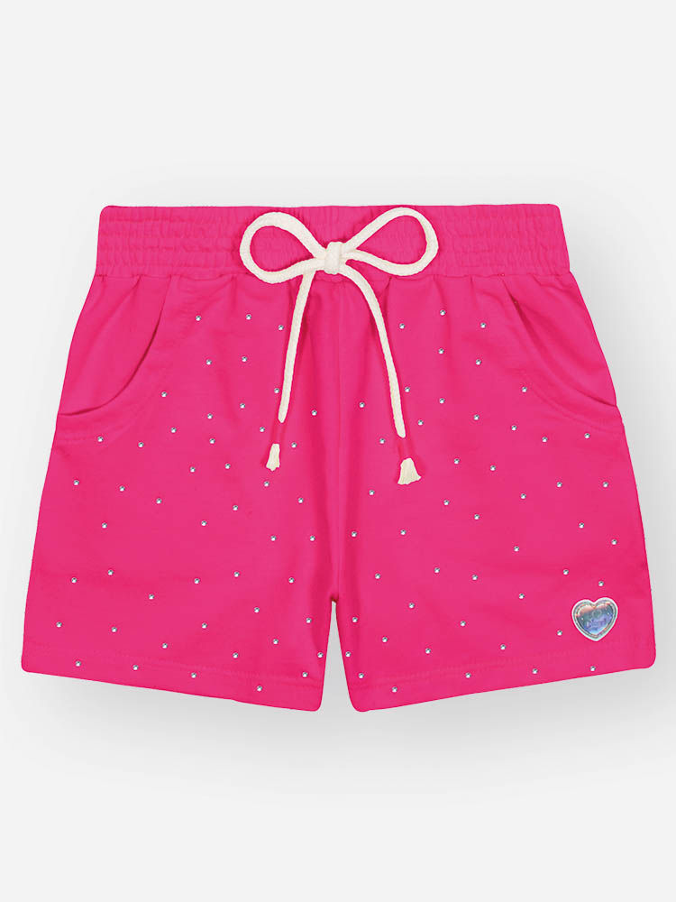 Shorts Infantil em Moletinho – Short Menina Verão Colorido com Cordão ROSA CRUSH
