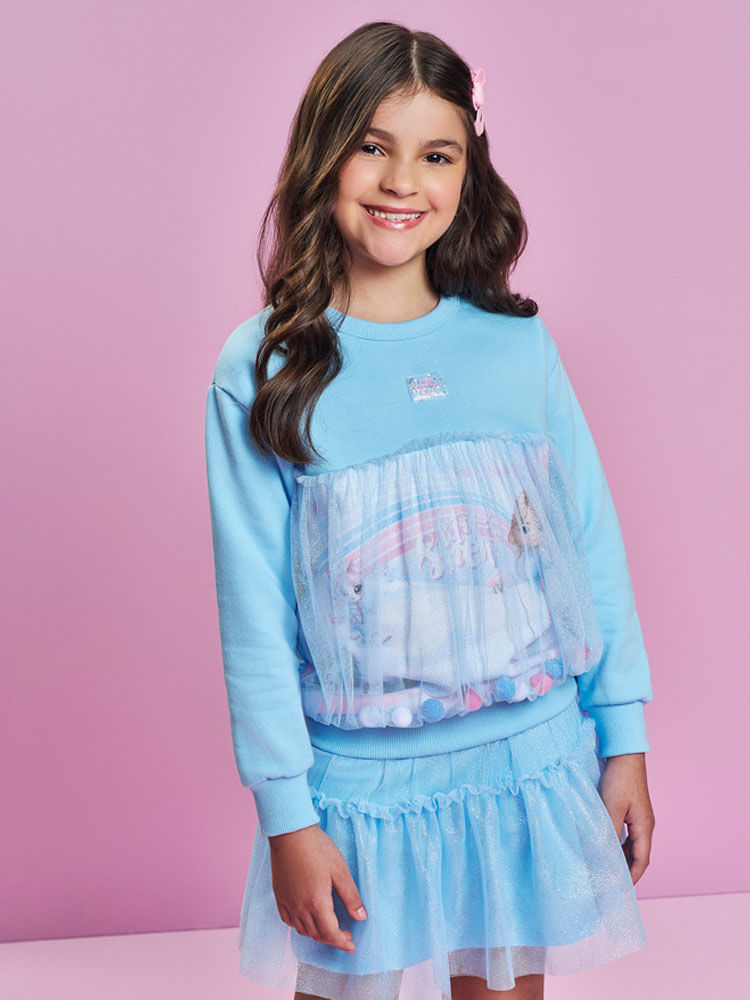 Blusão Menina com Tule Princesa Cinti Mundo Cinti Blusão Menina com Tule Princesa Cinti Mundo Cinti