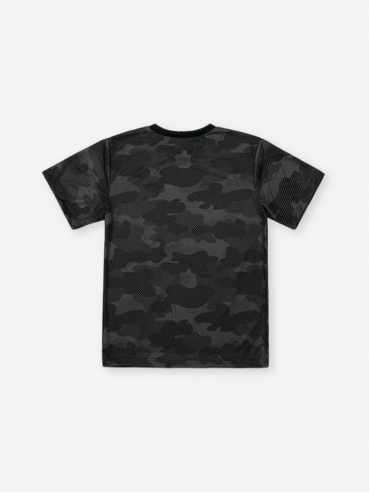Camiseta Infantil Sportwear Camuflada em Malha Dry Sport PRETO