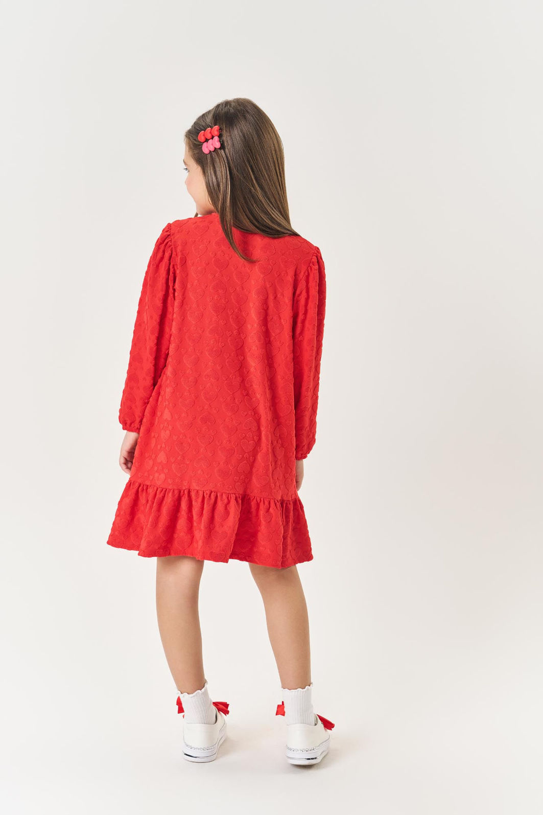 Vestido Infantil Menina Corações Vermelho Mundo Cinti