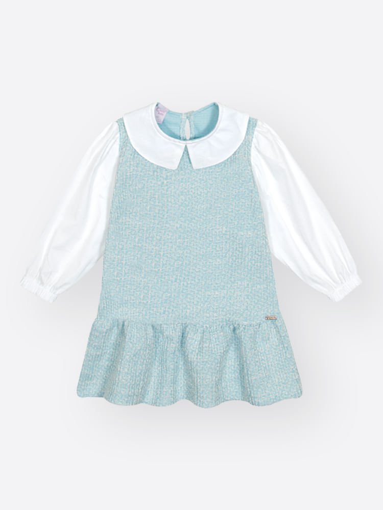 Vestido Infantil Manga Longa com Gola Boneca – Vestido Menina em Tweed Elegante Vestido Infantil Manga Longa com Gola Boneca – Vestido Menina em Tweed Elegante