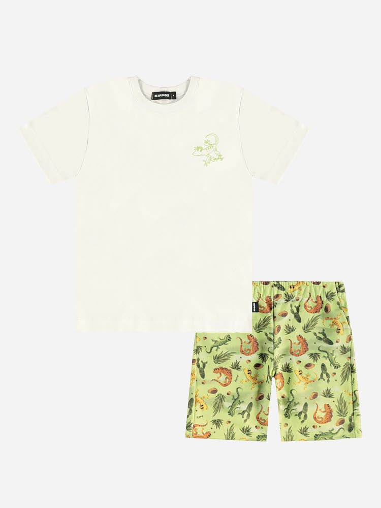 Conjunto Menino Camiseta e Bermuda Expedição Selvagem Fluor