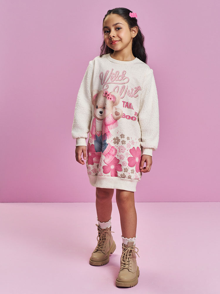 Vestido Infantil Menina Estampa Ursa Wild West – Vestido Confortável Mundo Cinti