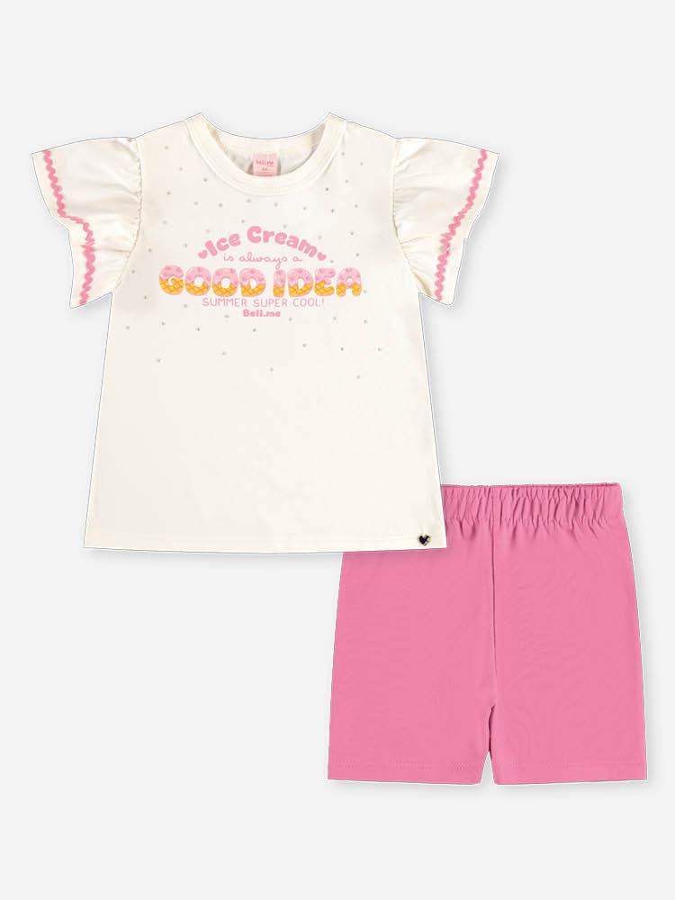 Conjunto Bebê Good Vibes com Blusa Alongada e Ciclista