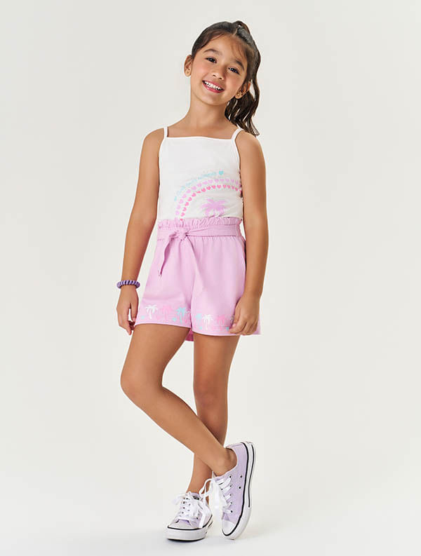 CONJ BLUSA E SHORTS NATURAL/VD PARADISE