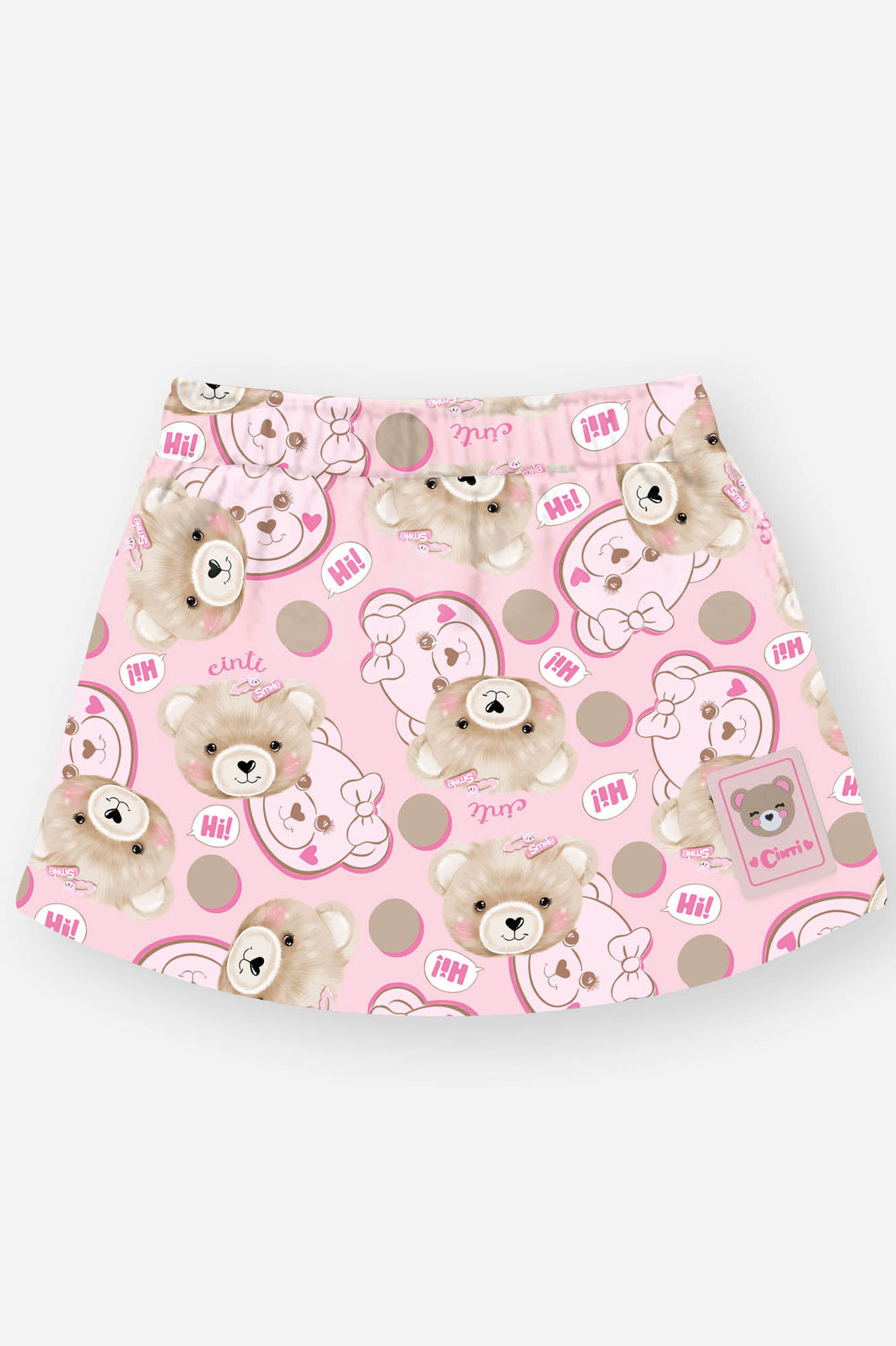 Conjunto Bebê Menina Blusa Ursinho E Short-Saia Rosa Mundo Cinti