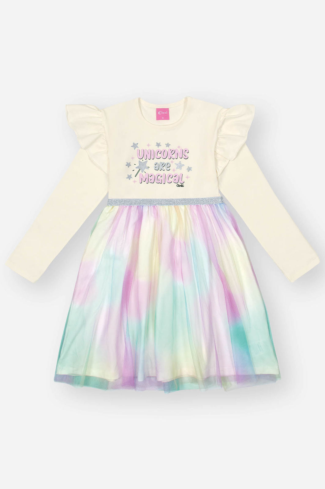 Vestido Infantil Menina Unicorns Are Magical Natural Mundo Cinti