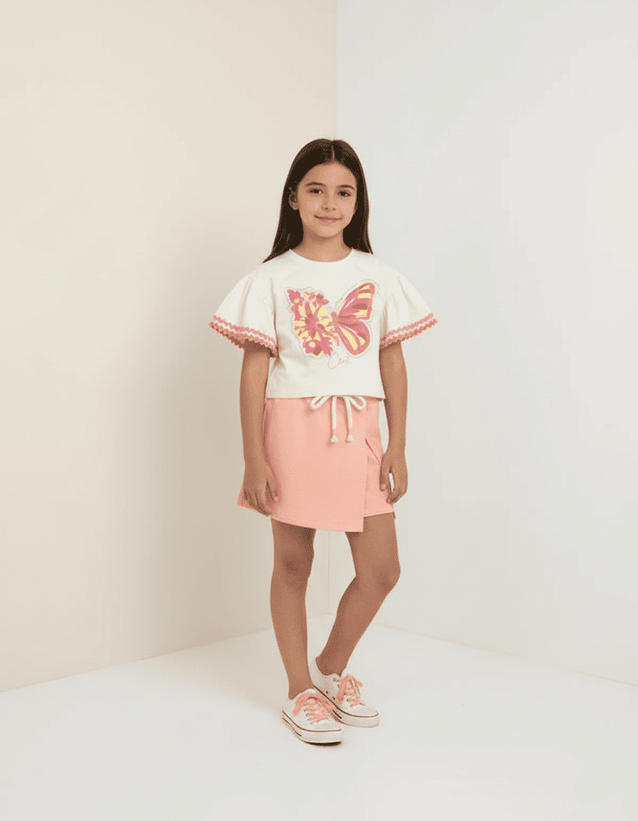 CONJ BLUSA E SHORTS/SAIA NATURAL/LJ NEON LIGH